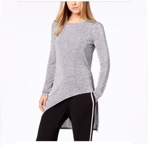 BAR 111 ASMETRICAL SHIMMER LONG SLEEVE TOP Gray NWT SIZE SMALL